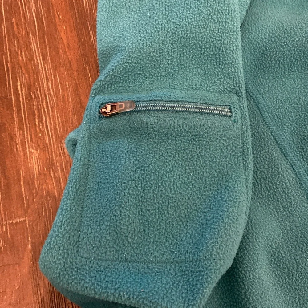 L. L. Bean Fleece Jacket Sz S Women's 1/4 Zip Pullover Shoulder Pocket Aqua Blue - Picture 11 of 12